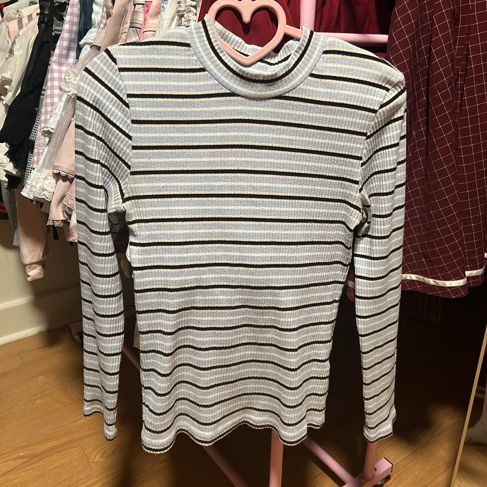 Thrifted striped mock neck shirt from Japan.
